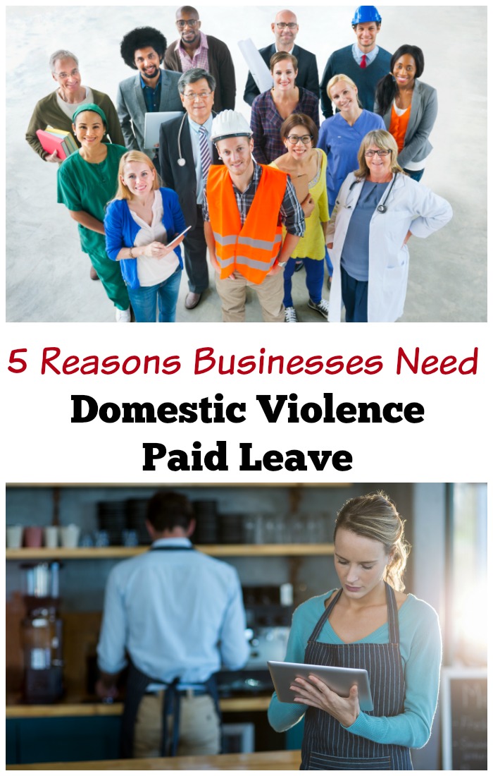 text reads: 5 reasons businesses need domestic violence paid leave