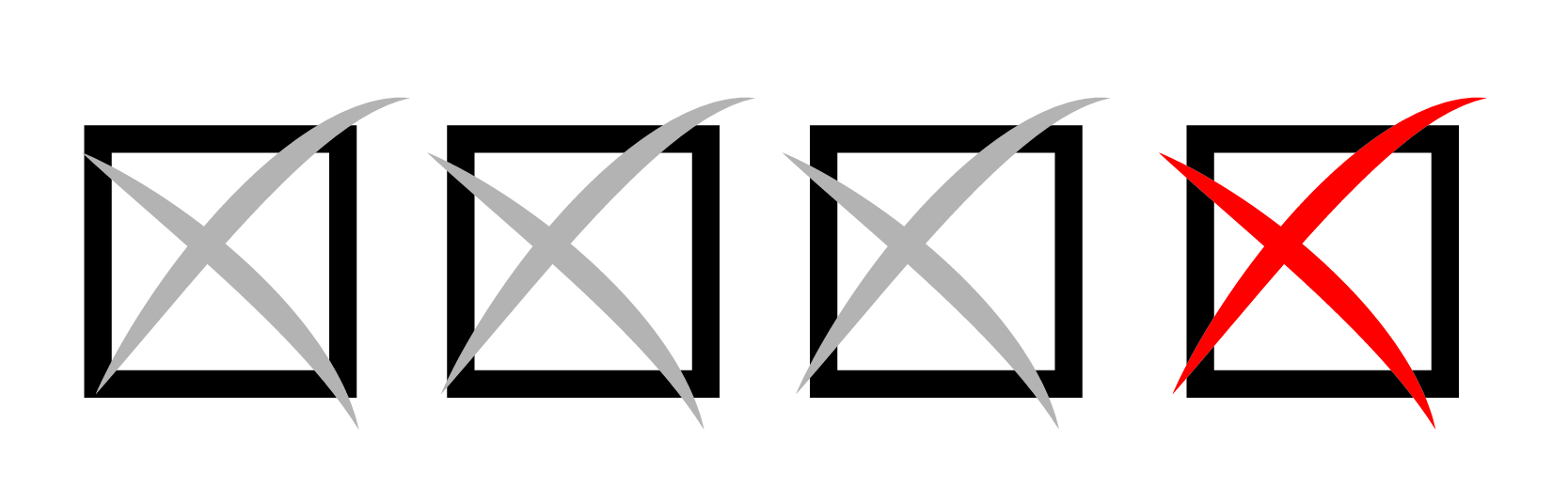boxes with X's inside them