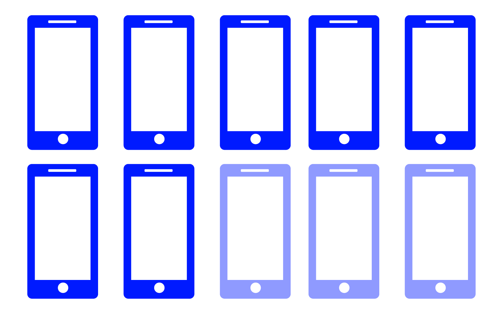 multiple blue cartoon cellphones