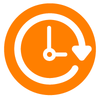 cartoon clock icon with arrow around it