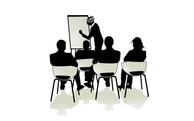  Vector drawing of a woman giving a presentation