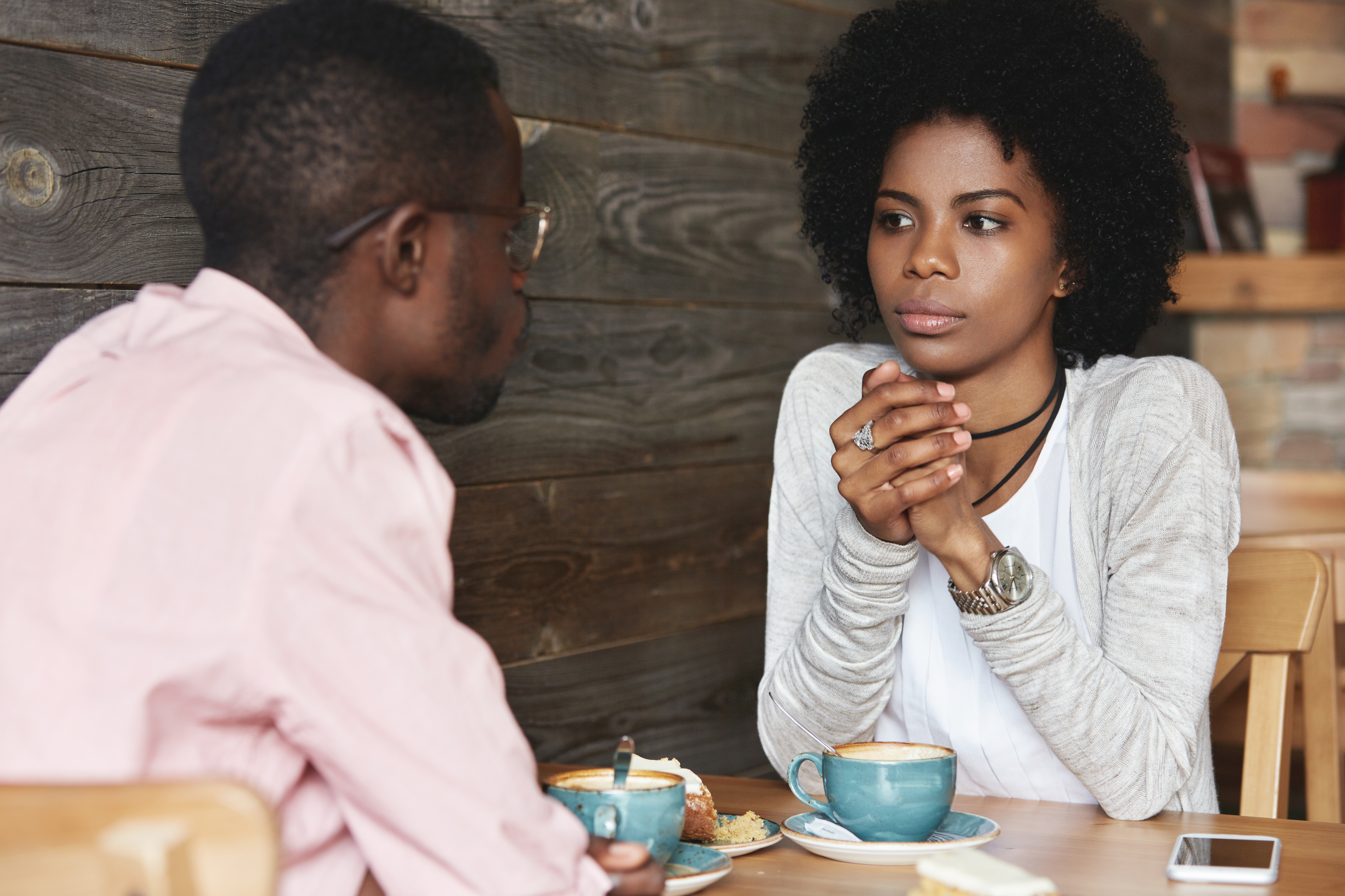 two people having a serious conversation