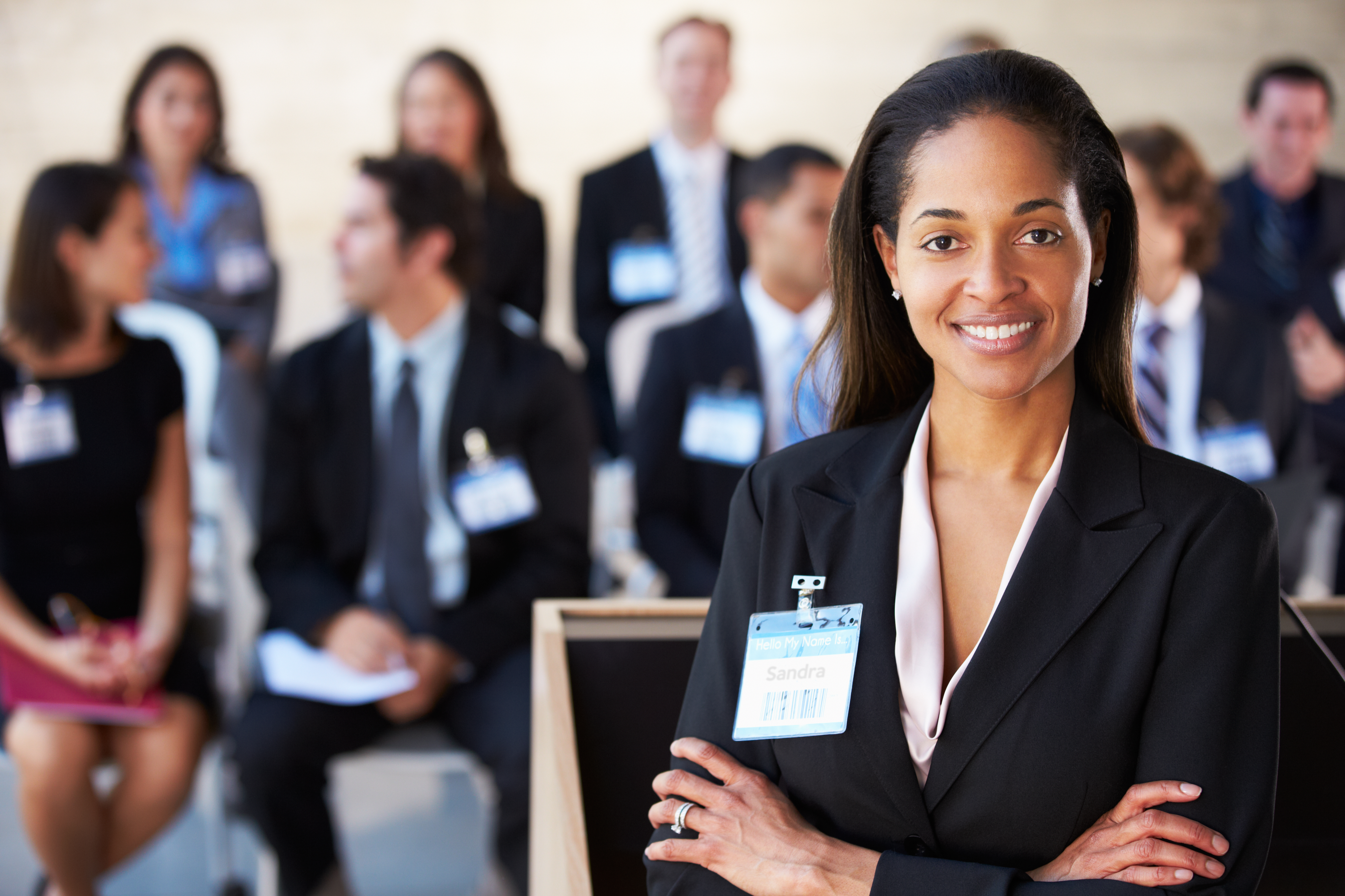 business woman delivering presentation