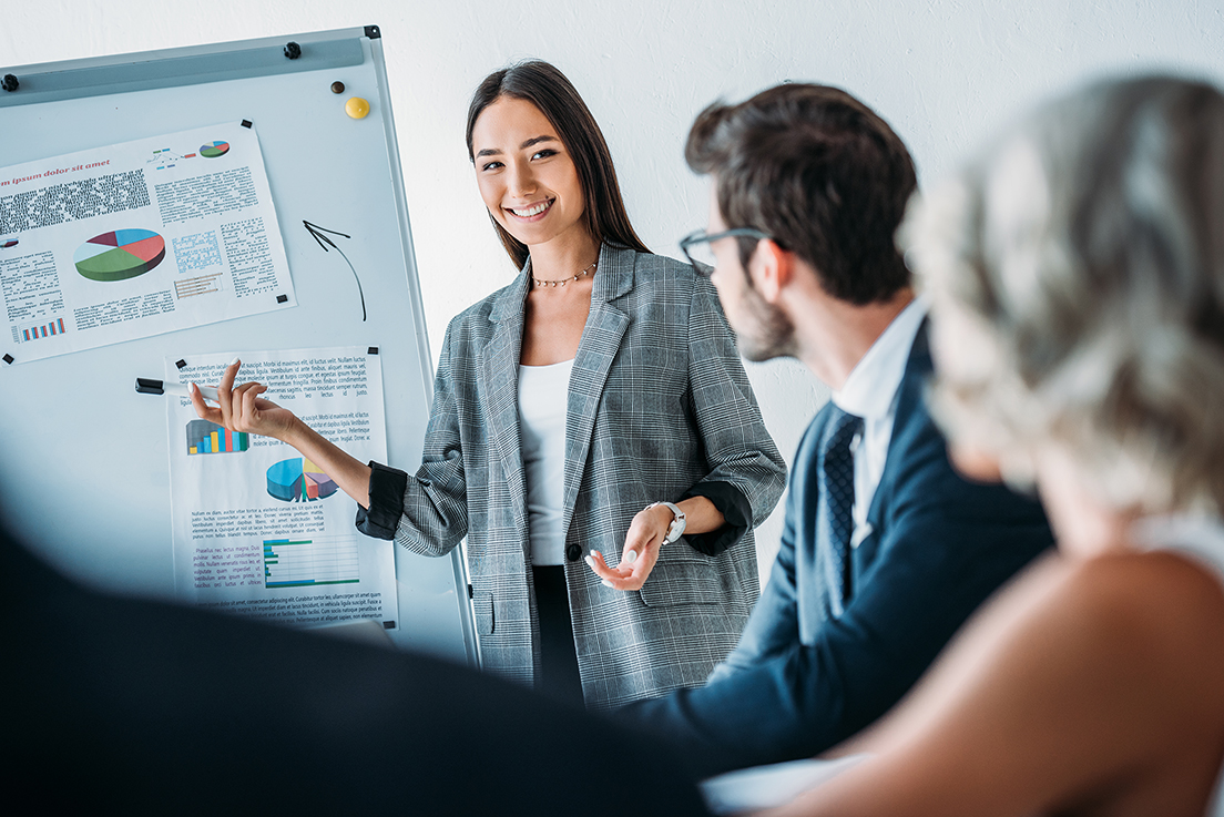 woman at work presenting